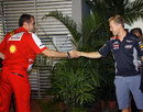 Ferrari boss Stefano Domenicali congratulates Sebastian Vettel on victory