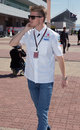 Nico Hulkenberg arrives at the circuit on Thursday