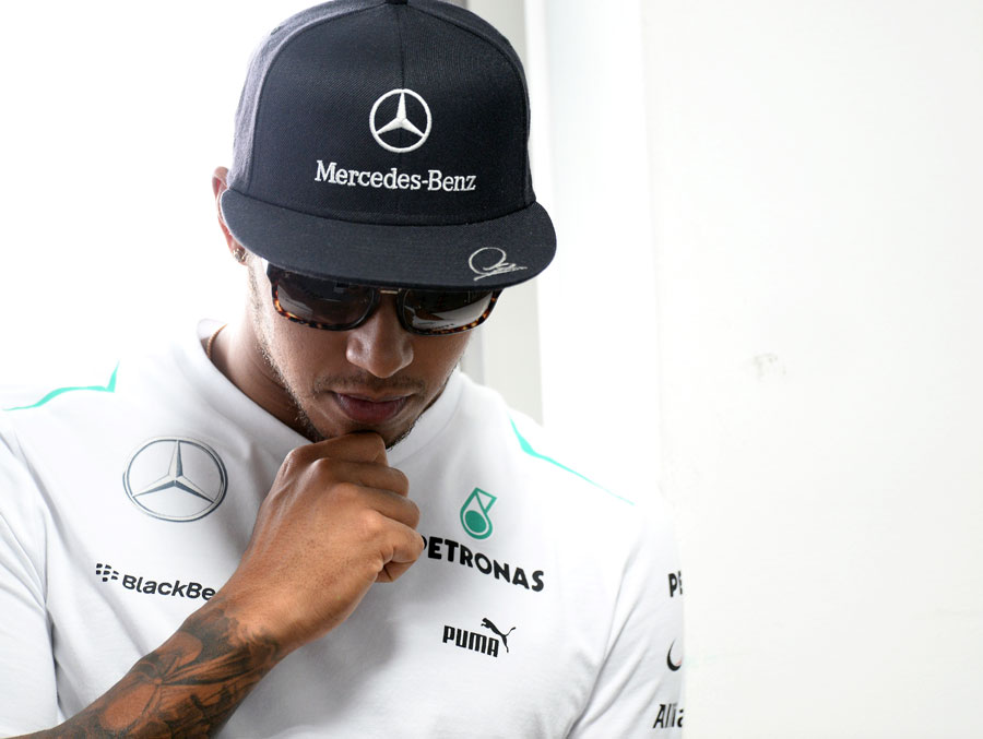Lewis Hamilton in the Mercedes hospitality