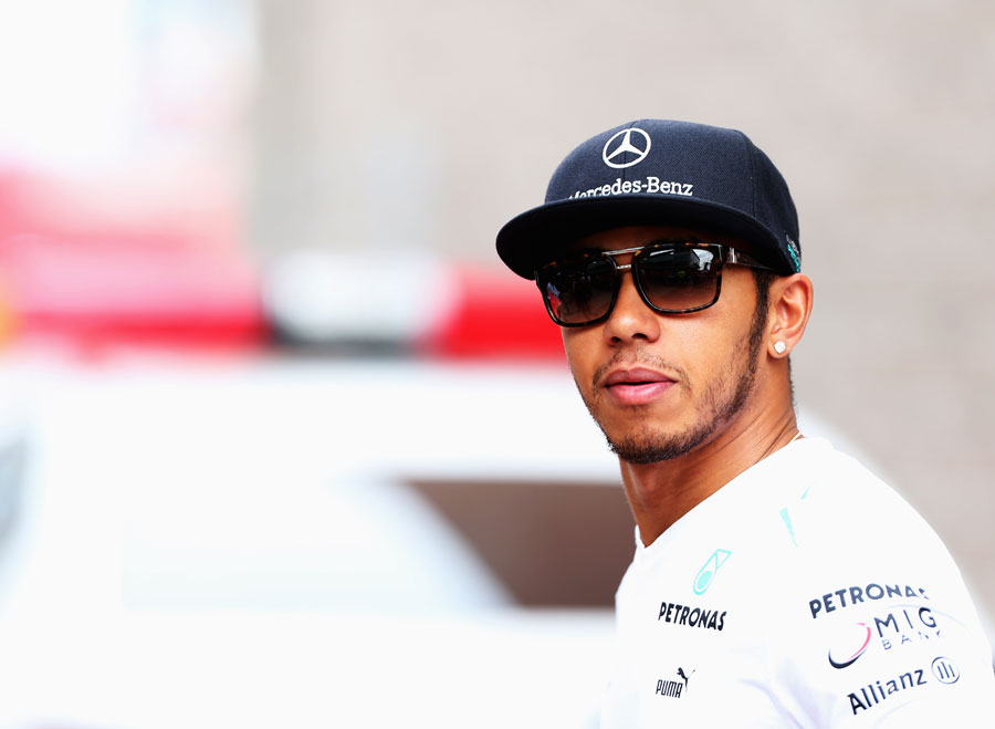 Lewis Hamilton in the paddock ahead of the start of the race
