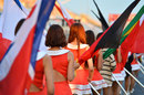 Grid girls head for the grid