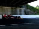 Jean-Eric Vergne drives under the overpass