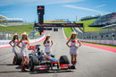 Texan girls pose with a McLaren MP4/26
