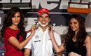 Sergio Perez gets a shave during a McLaren sponsor event