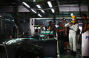 Lewis Hamilton prepares to get in his Mercedes during FP1