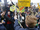 Celebrations break out in Sebastian Vettel's home town of Heppenheim after he secured his fourth title