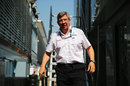Ross Brawn leaves the Mercedes trucks in the paddock