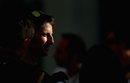 Romain Grosjean answers questions as the sun sets