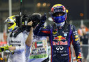 Mark Webber celebrates his pole position