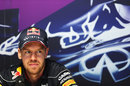 Sebastian Vettel takes part in his Thursday press conference