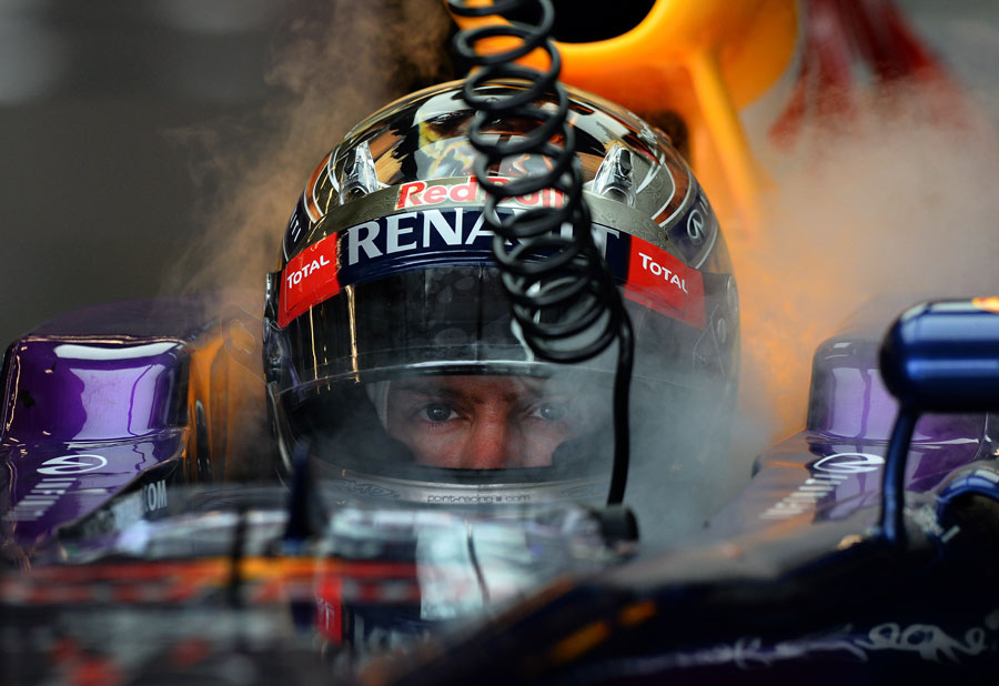 Sebastian Vettel in the cockpit of his Red Bull