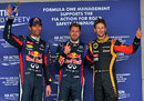 The top three pose after qualifying