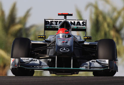 Michael Schumacher on track in the Mercedes