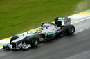 Nico Rosberg on track using intermediate tyres