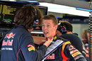 Daniil Kvyat in animated discussion with his engineer