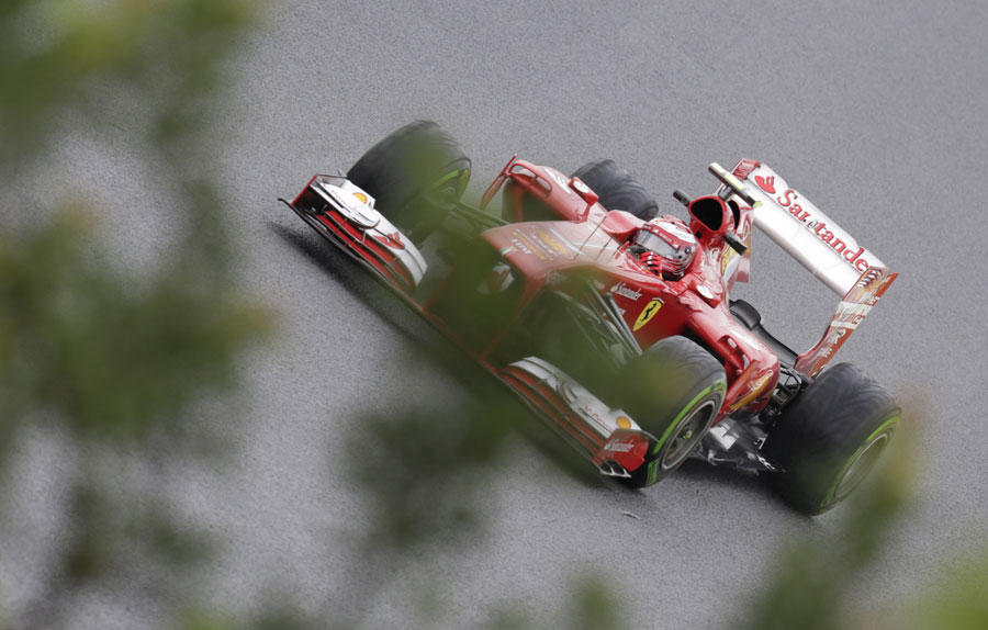 Felipe Massa on track with a special helmet design