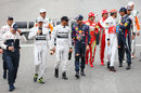 Drivers on the grid after their pre-race photoshoot