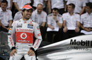 Sergio Perez poses for a McLaren team photo