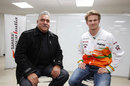 Force India boss Vijay Mallya and Nico Hulkenberg pose for a photo