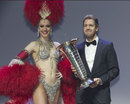 Sebastian Vettel receives his drivers' championship trophy