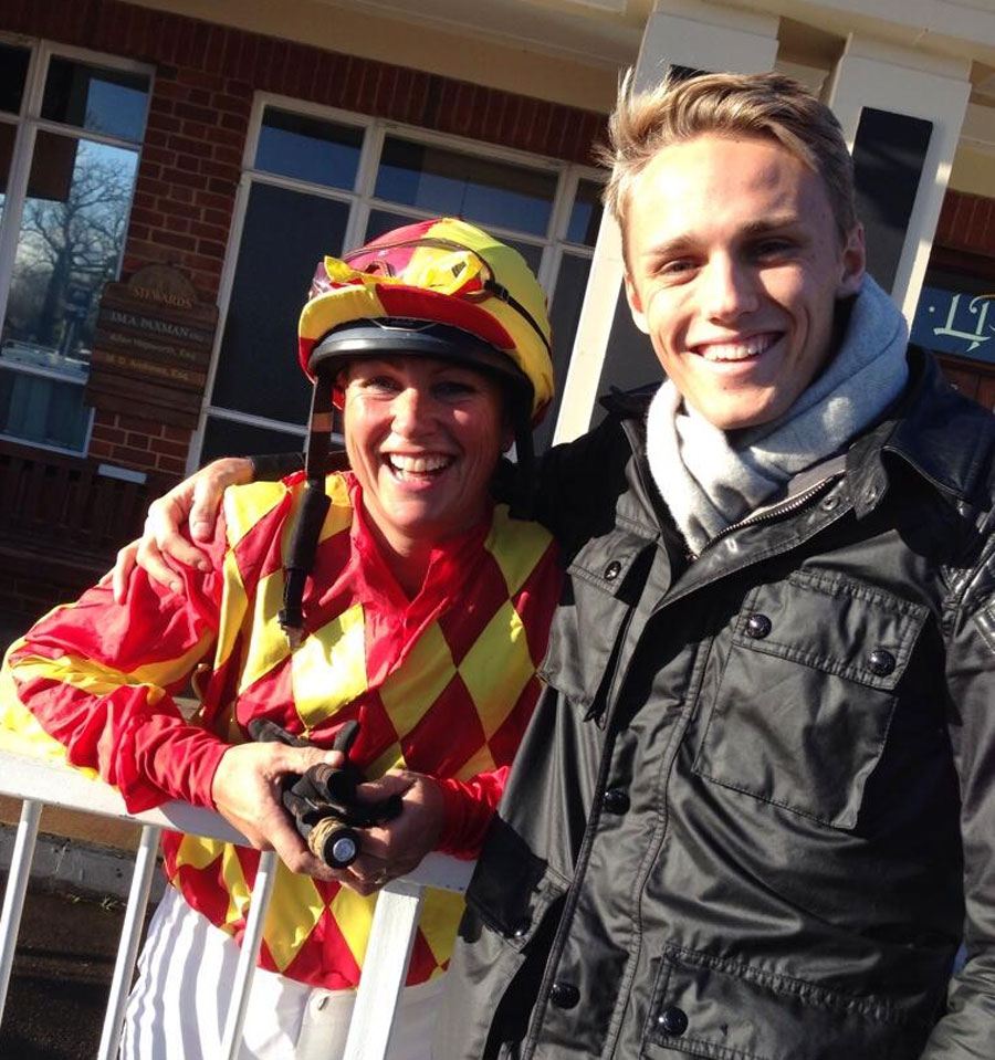 Max Chilton takes time out to watch a friend's mother in a charity race at Lingfield