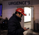 A Ferrari fan outside the hospital in Grenoble where Michael Schumacher was rushed to