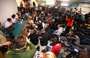 Press pack out a room of the Centre Hospitalier Universitaire for an update from doctors treating Michael Schumacher