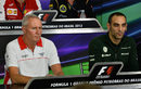 John Booth alongside Cyril Abiteboul in the FIA press conference