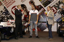 Adrian Sutil answers questions at the Autosport International Show