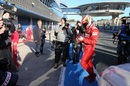 Kimi Raikkonen returns to the pits after stopping on track during the opening morning of testing at Jerez