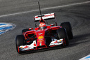 Kimi Raikkonen getting a feel for the Ferrari F14T on the opening day of testing