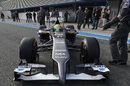 A close up view of the Sauber C22 in the Jerez pit lane