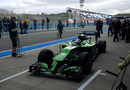 Marcus Ericsson finally gets behind the wheel after a delayed Caterham CT05 launch