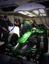 Marcus Ericsson  waits to begin testing in the Caterham CT05