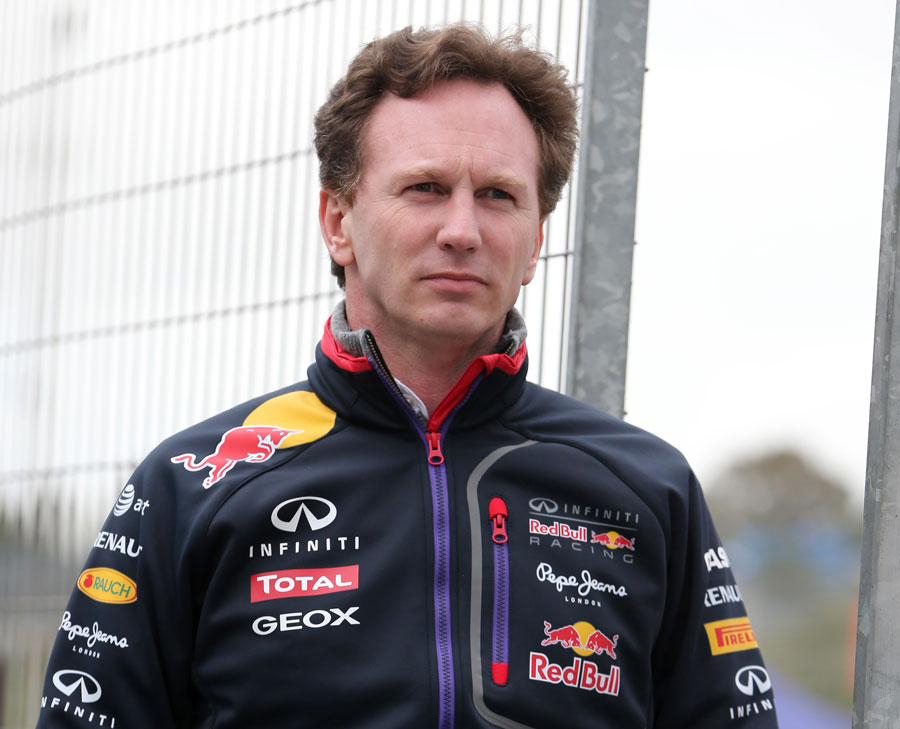 Red Bull team principal Christian Horner on the pit wall