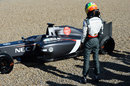 Esteban Gutierrez leaves his Sauber in the gravel