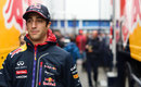 Daniel Ricciardo walks through the paddock after his day of testing was cut short