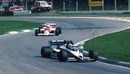 Nelson Piquet's Brabham leads Alain Prost, but both experienced mixed fortunes