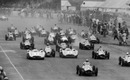 Jose Froilan Gonzalez (No. 9) leads the field away at the start of the 1954 British Grand Prix
