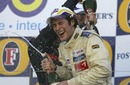 Bruno Senna celebrates winning the Formula 3 support event to the Australian Grand Prix
