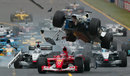 The first lap crash - Ralf Schumacher goes airborne
