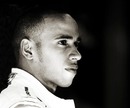 Lewis Hamilton in the Bahrain paddock