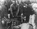 The wreckage of Jim Clark's car after his fatal accident at Hockenheim