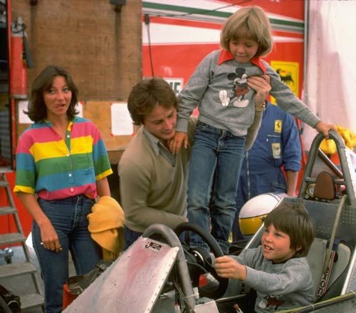 Gilles Villeneuve puts son Jacques at the controls of his Ferrari Formula One car 