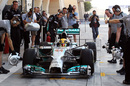 Lewis Hamilton preparing for a fresh run in the Mercedes W05