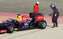 Sebastian Vettel takes matters into his own hands after stopping the RB10 on track
