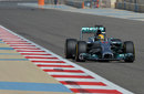 Lewis Hamilton on the back straight in his Mercedes
