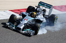 Lewis Hamilton locks up under braking