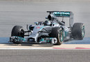 Nico Rosberg recovers to the track after a spin