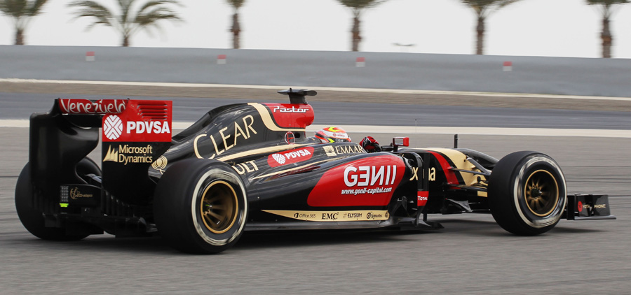A rear view of Pastor Maldonado's Lotus